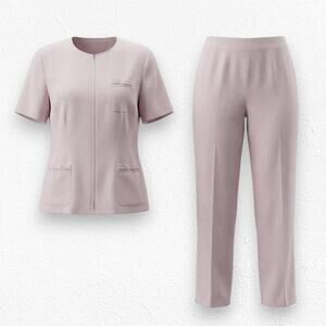 Vintage 90s Light Pink Pantsuit Short Sleeve Blazer Trousers Size Large 12/14